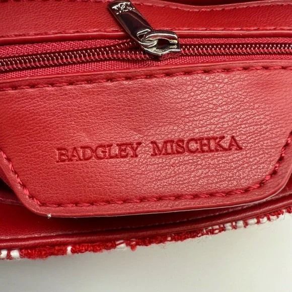 NWT Badgley Mischka Red Tweed Chain Crossbody – Holiday Glam Perfection - Picture 9 of 12